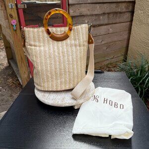HOBO Shelia Bucket Tote Crossbody Woven Raffia Cottagecore Casual Resort New